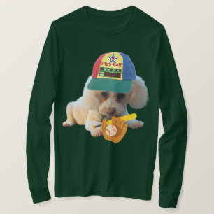Poodle Play Ball Men's Long sleeve Green T-Shirt