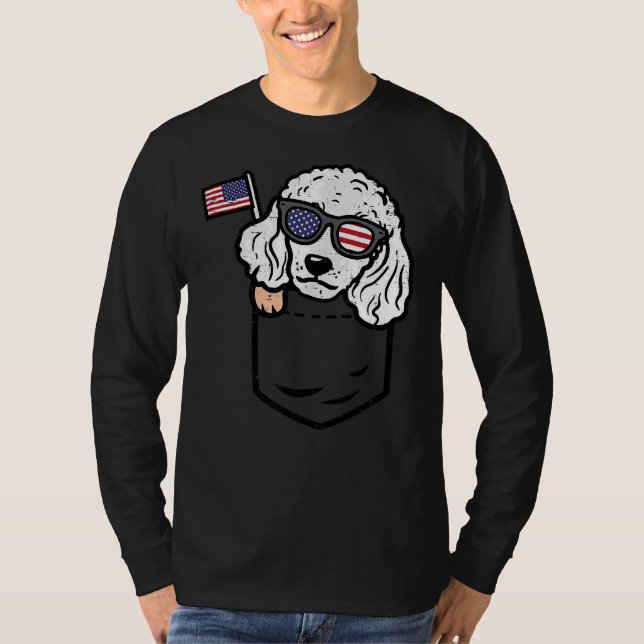 Poodle Pocket Cute American USA 4th Of July Fourth T-Shirt (Front)