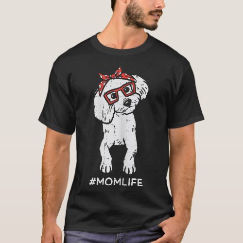 Poodle Polka Dot Bandana Mom Life Mothers Day Dog  T_Shirt