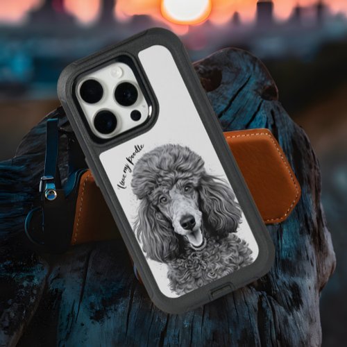 Poodle Portrait in Graphite iPhone 15 Pro Case