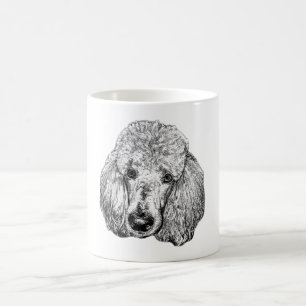Poodle Portrait Mug – Detailed Black & White Art