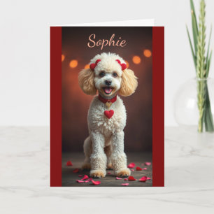 Poodle Portrait with Heart Bows Valentine's Day Card