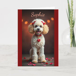 Poodle Portrait with Heart Bows Valentine's Day Card