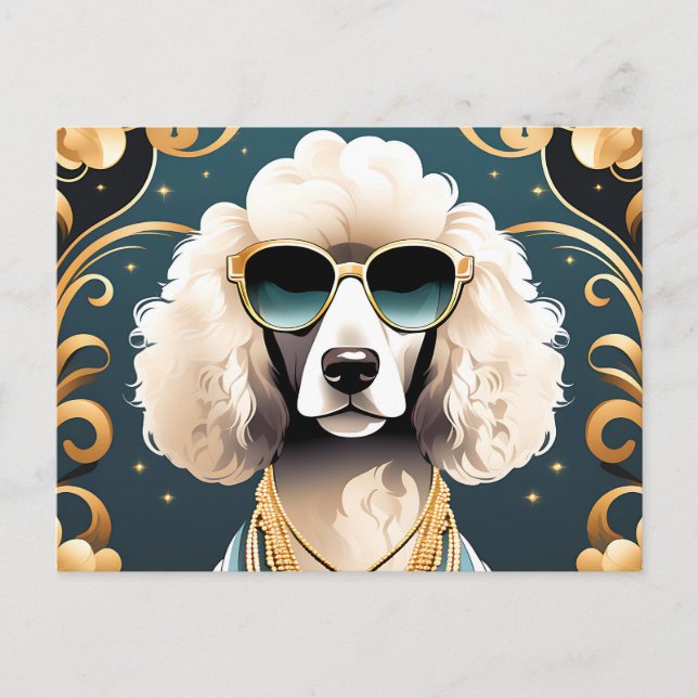Poodle Portrait With Sunglasses Postcard (Front)