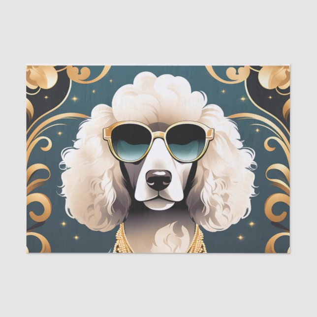 Poodle Portrait With Sunglasses Tissue Paper (Front)