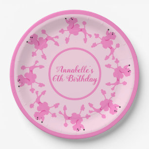 Poodle Power Party Personalize Paper Plate