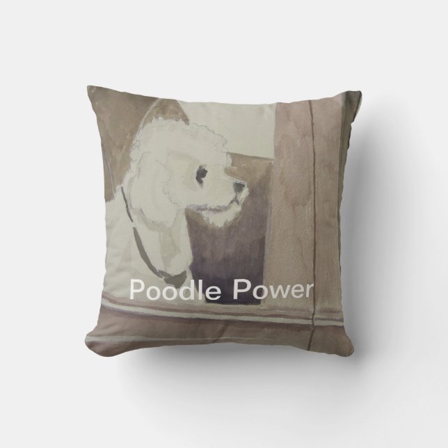 Poodle Power Throw Pillow (Front)