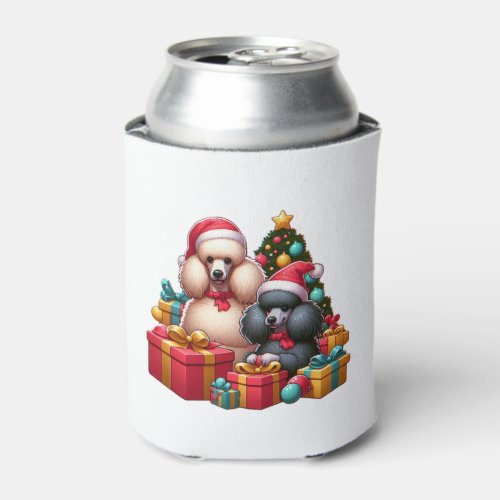 Poodle Present Pals Festive Hats and Gift Galore C Can Cooler