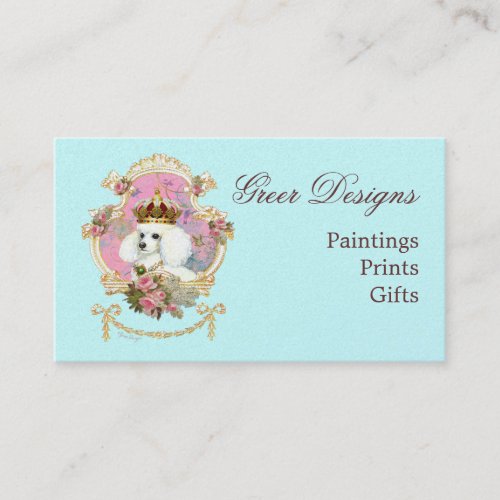 Poodle Princess n Pink Roses Business Card Templates