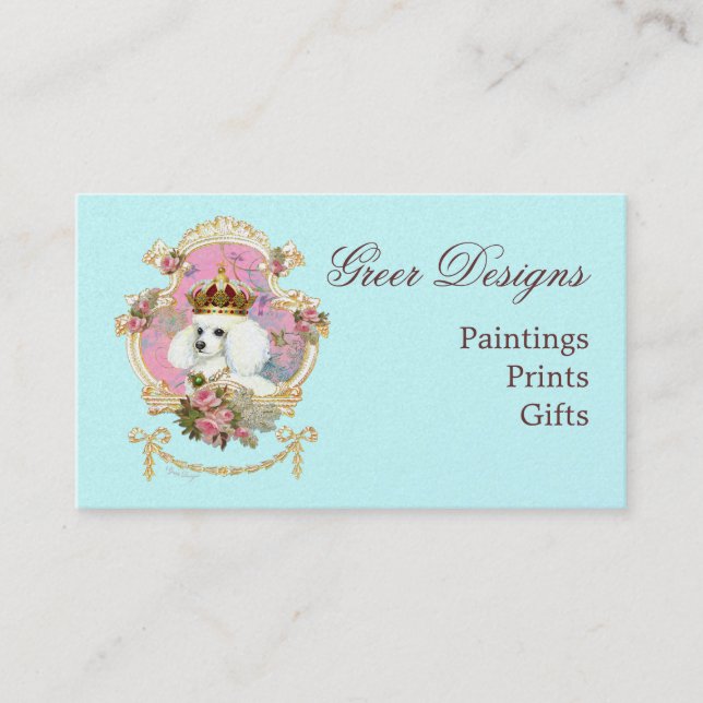 Poodle Princess n Pink Roses Business Card (Front)