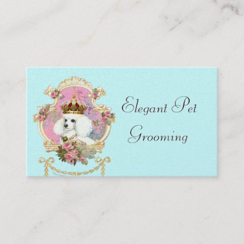 Poodle Princess n Pink Roses Business Cards