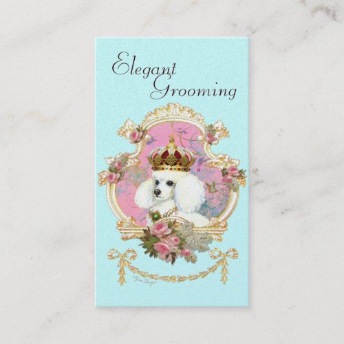 Poodle Princess n Pink Roses Business Cards
