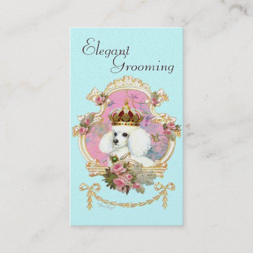 Customizable Poodle Princess n Pink Roses Business Cards