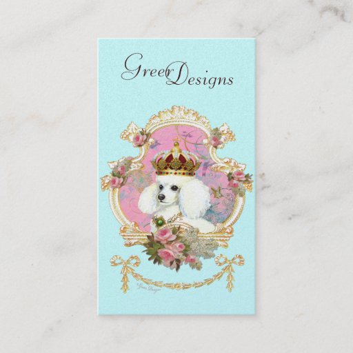 Customizable Poodle Princess n Pink Roses Business Card