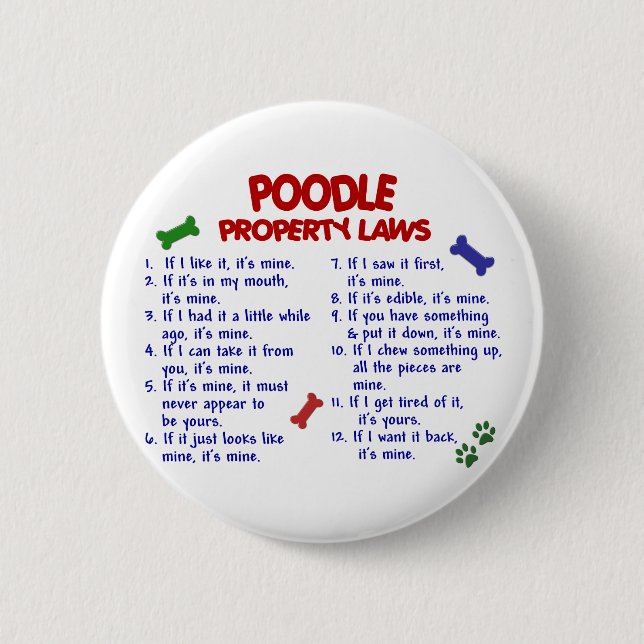 POODLE Property Laws 2 Pinback Button (Front)
