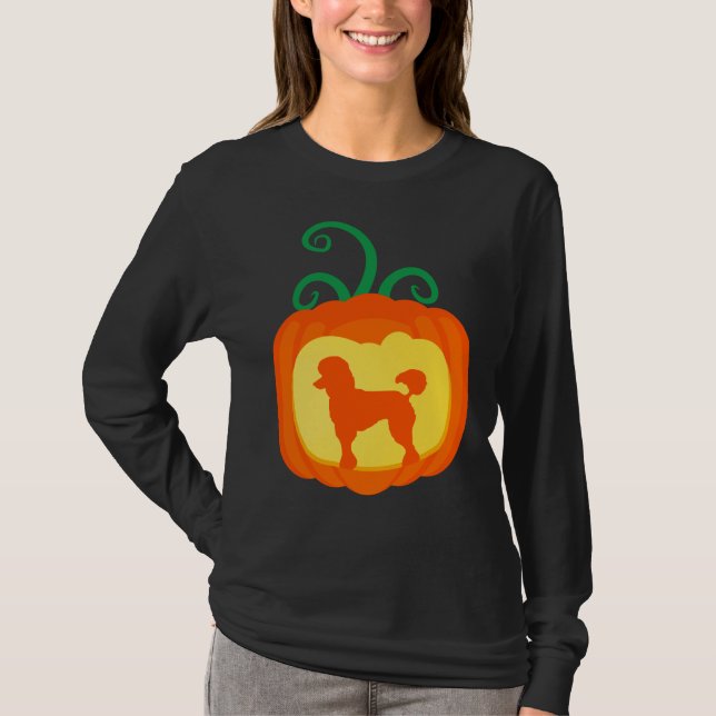 Poodle Pumpkin Lantern Dog Lover Halloween Costume T-Shirt (Front)