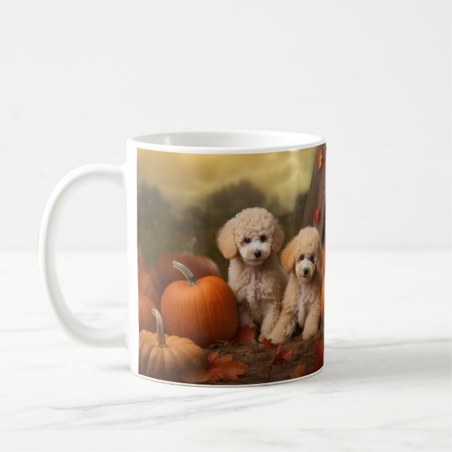 Poodle Puppy Autumn Delight Pumpkin Coffee Mug (Left)