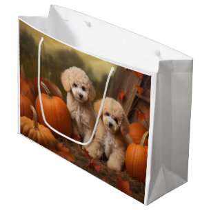 Poodle Puppy Autumn Delight Pumpkin Large Gift Bag