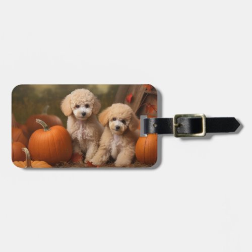 Poodle Puppy Autumn Delight Pumpkin Luggage Tag