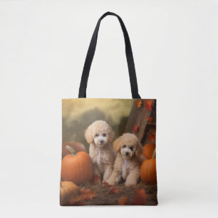 Poodle Puppy Autumn Delight Pumpkin Tote Bag