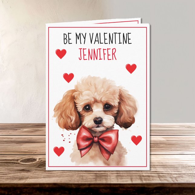 Poodle Puppy Dog I Woof You Valentine Card (Creator Uploaded)