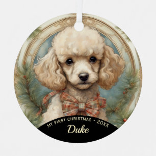 Poodle Puppy First Christmas Metal Ornament