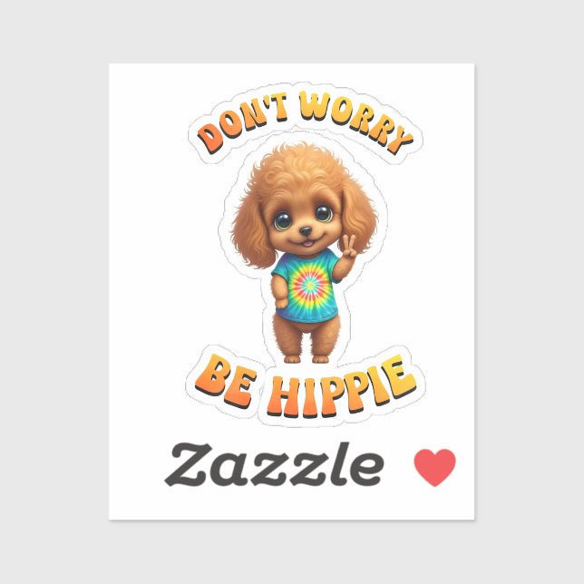 Poodle Puppy Hippie Happy Dog  Sticker (Sheet)