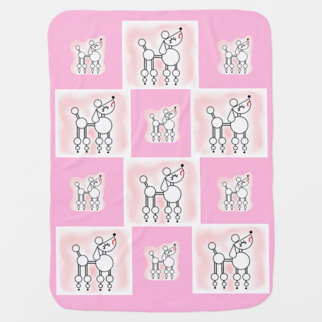 Poodle Quilt Pattern, Poodle Pink Baby Blanket (Front)