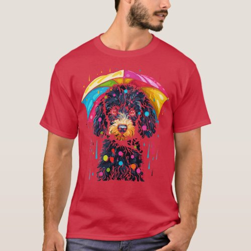 Poodle Rainy Day With Umbrella T_Shirt