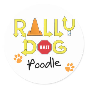 Poodle Rally Dog Classic Round Sticker
