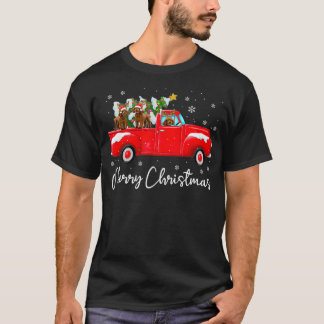 Poodle Red Truck Christmas Santa Hat Dog Gift Xma T-Shirt