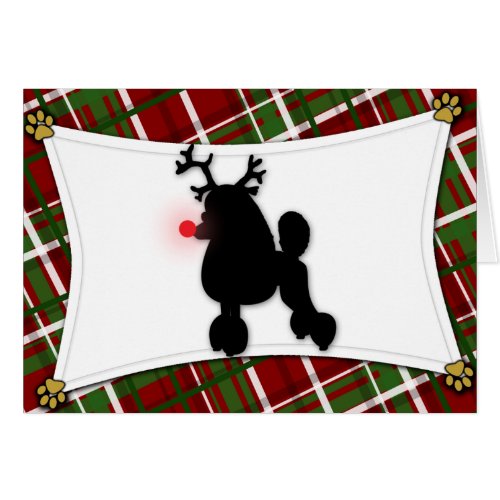 Poodle Reindeer Christmas Card
