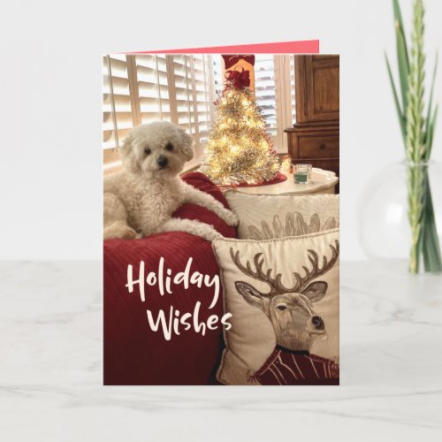 Poodle Reindeer Christmas Tre Folded Greeting Card