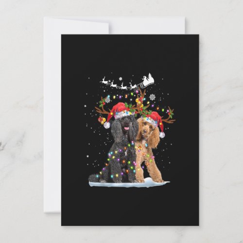 Poodle Reindeer Santa Hat Xmas Lights Christmas Xm Invitation