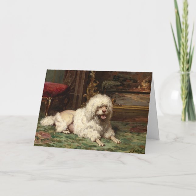 Poodle Resting on the Hearth | French School Card (Front)
