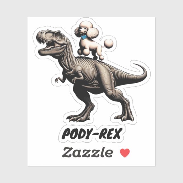 Poodle Riding A Dinosaur Animal Lover Gift Sticker (Sheet)