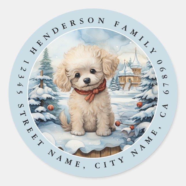 Poodle Round Stickers (Front)