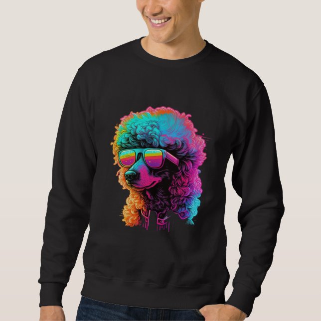 Poodle s Retro Glitch Synthwave Sweatshirt (Front)