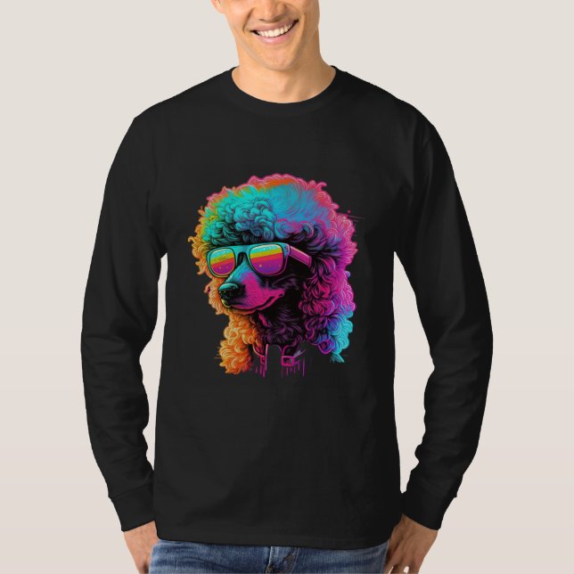 Poodle s Retro Glitch Synthwave T-Shirt (Front)