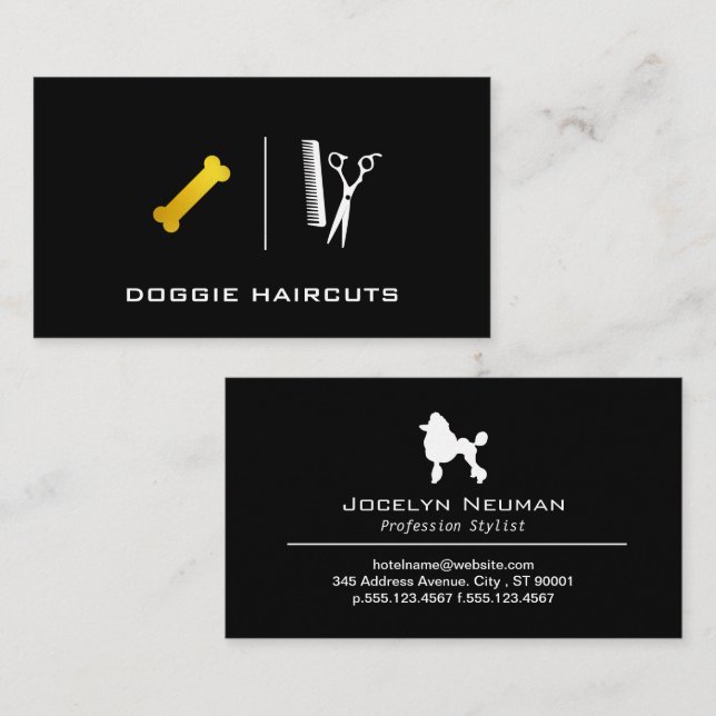 Poodle | Salon Scissors | Doggie Bone Business Card (Front/Back)