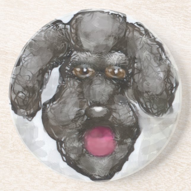 Poodle Sandstone Coaster (Front)