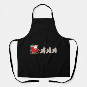 Poodle Santa Christmas Sleigh - Funny Poodle Xmas Apron