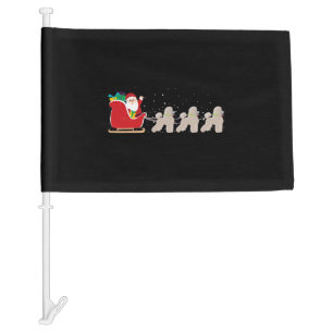 Poodle Santa Christmas Sleigh - Funny Poodle Xmas Car Flag