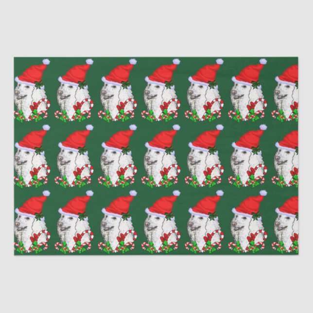 Poodle Santa Hat Christmas Tissue Paper (Front)