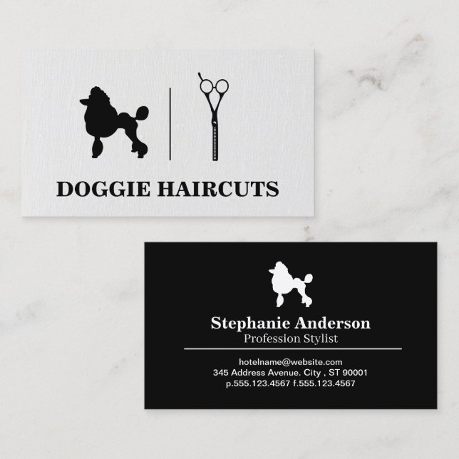 Poodle | Scissors Logo | Grooming Business Card (Front/Back)