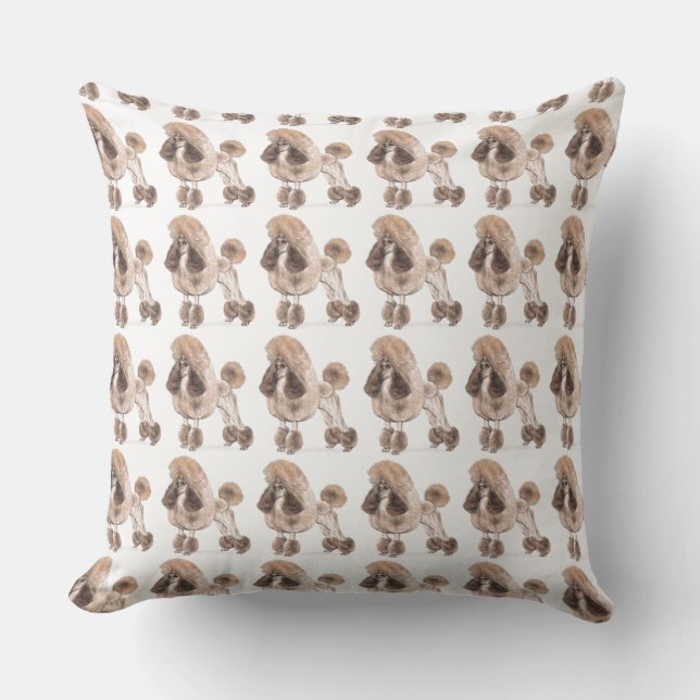 Poodle -- Show Coat Throw Pillow (Front)