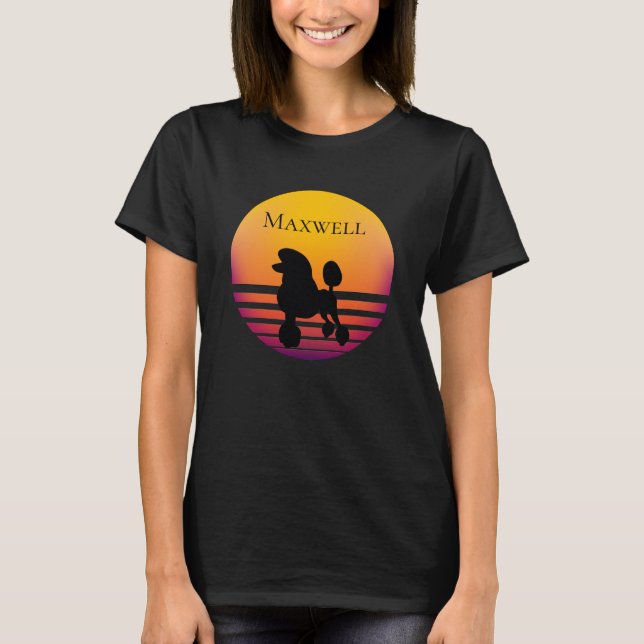 Poodle Silhouette Sunset Colors T-Shirt (Front)