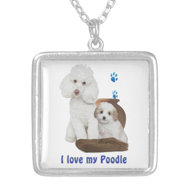 poodle silver plated necklace (Front)