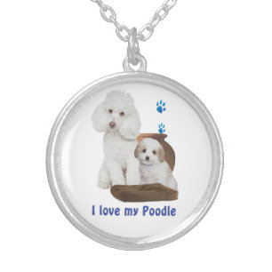 poodle silver plated necklace