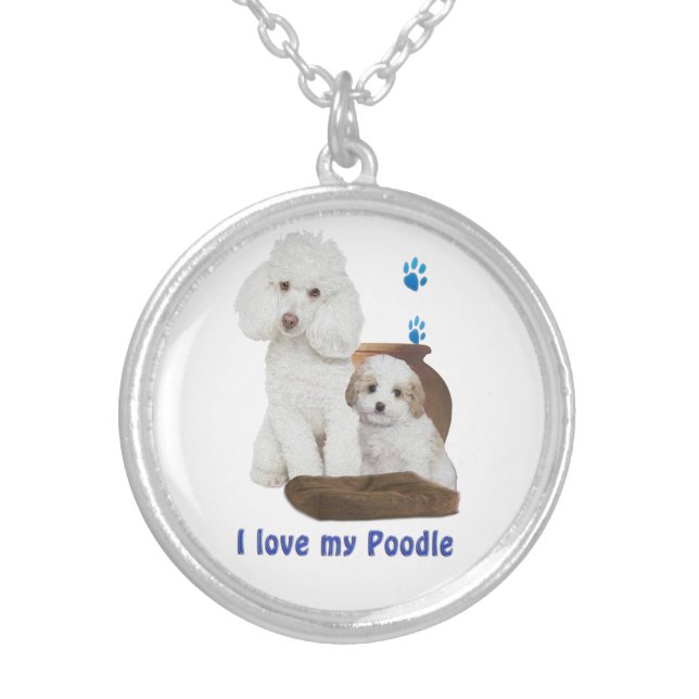 poodle silver plated necklace (Front)